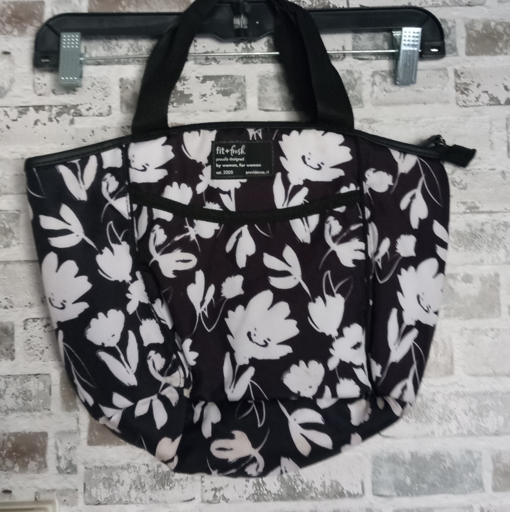 Floral Black and White Tote Bag